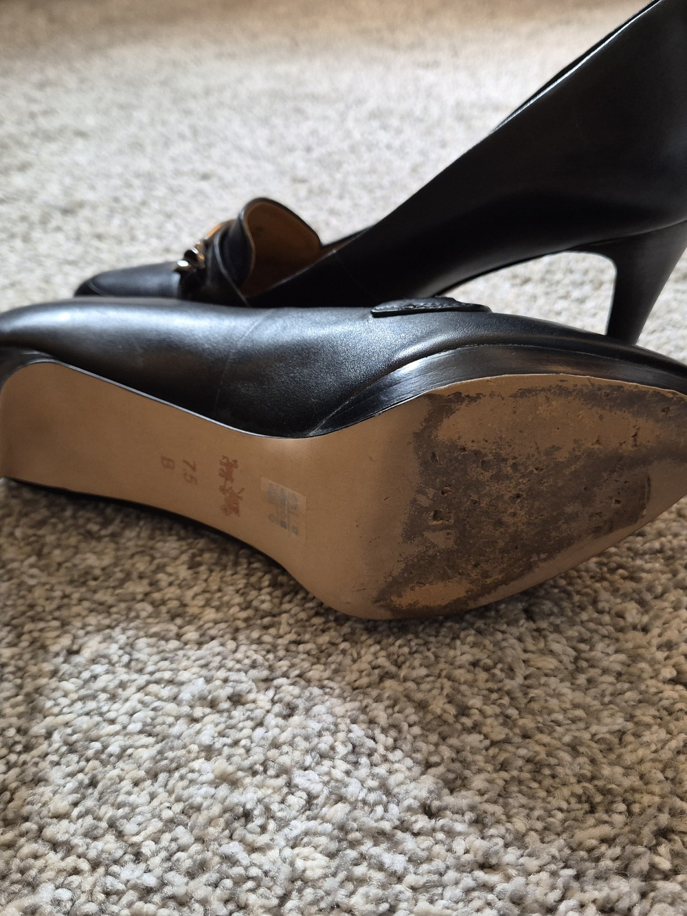 COACH Black Leather Loafer with Silver Plaque 7.5B - Picture 4 of 9